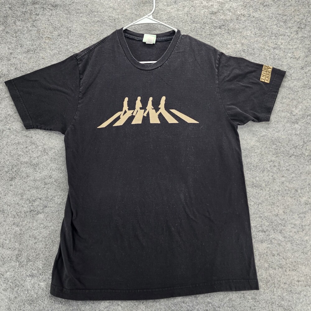 Vintage Beatles Shirt Mens Large Abbey Road Short Sleeve Black